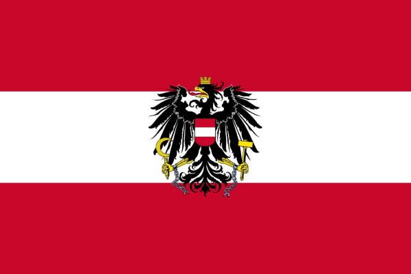 Flagge, Österreich mit Wappen neu (90 x 150 cm)
