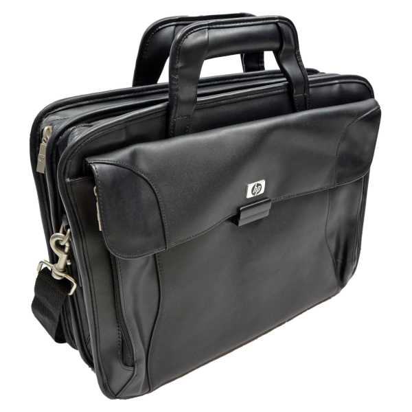 Laptoptasche, (NL) "HP" m. TG Leder schwarz gebr.