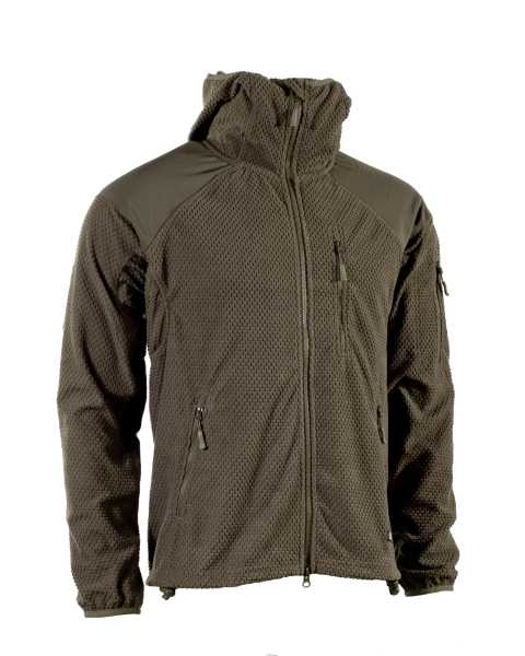 Fleece Hoodie-Jacke, "Delta" oliv