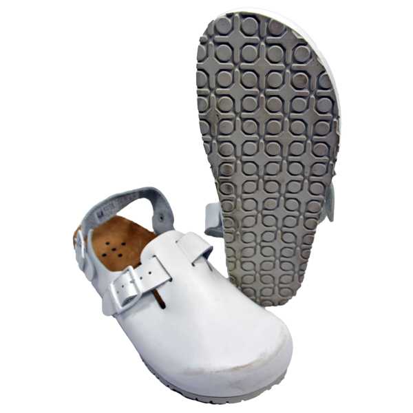 Clogs, BW Abeba® "Glattleder" weiß gebr.