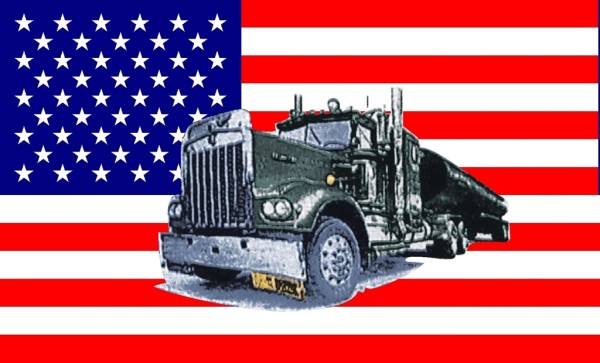 Flagge, USA mit Truck neu (90 x 150 cm)