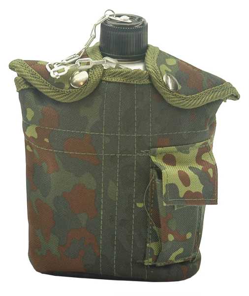 Feldflasche mit Becher, US Alu flecktarn neu