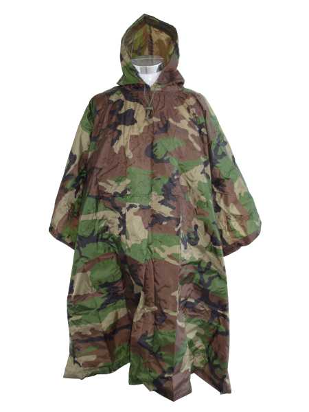 Regenponcho, US Ripstop woodland neu