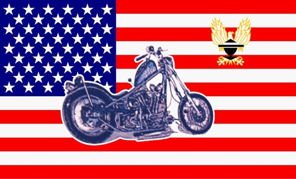 Flagge, USA mit Bike neu (90 x 150 cm)