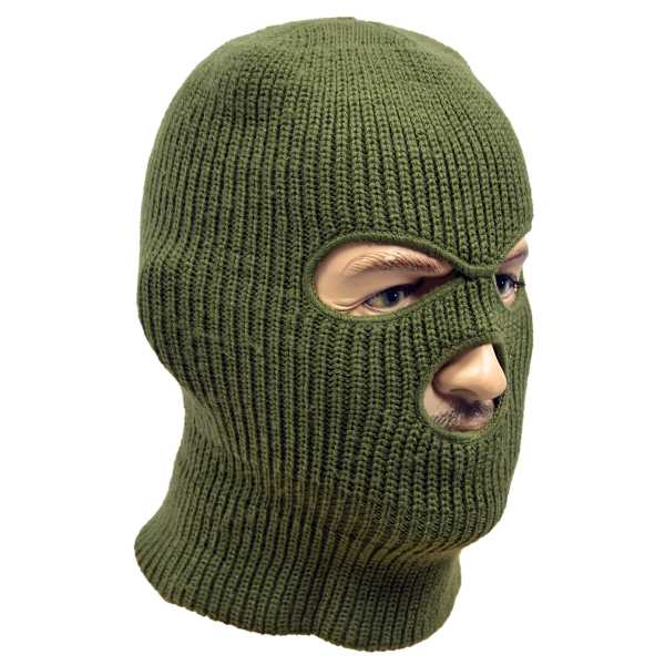 Sturmhaube NL 3-Loch Strick oliv gebraucht